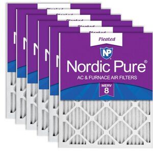 Nordic‎ Pure 18x20x1 (17 1/2 x 19 1/2 x 3/4) Pleated MERV 8 Air Filters 6 Pack